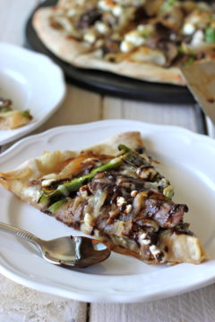 Philly Cheesesteak Pizza with Balsamic Fig Reduction